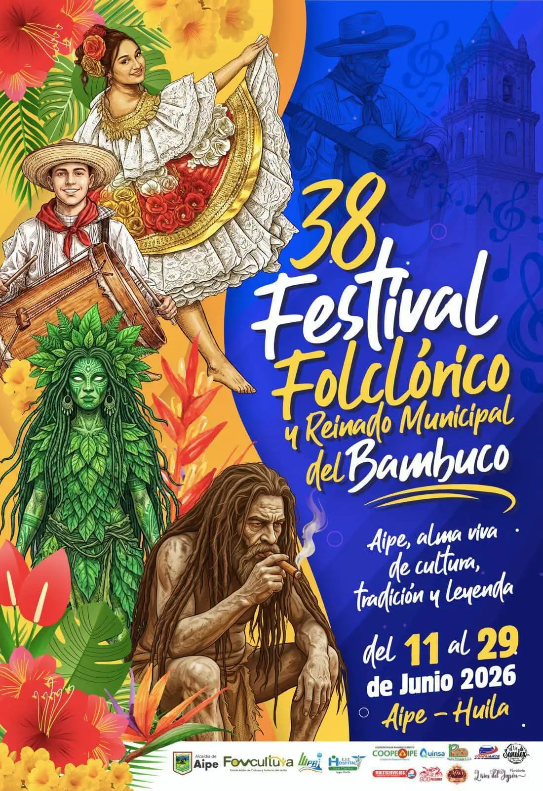 Afiche oficial de San Pedro 2026 en Aipe Huila, Colombia