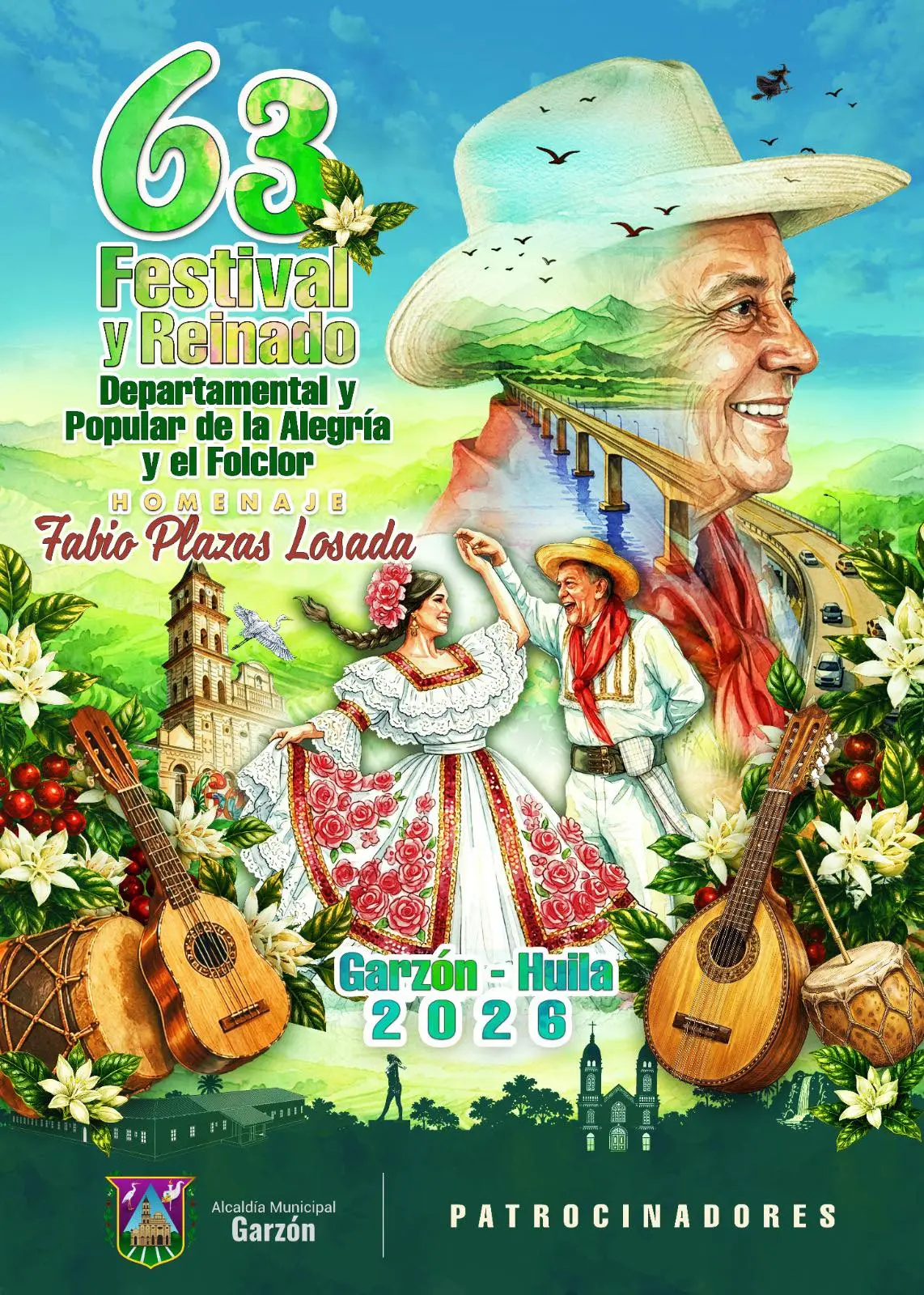 Afiche oficial de San Pedro 2026 en Garzón Huila, Colombia