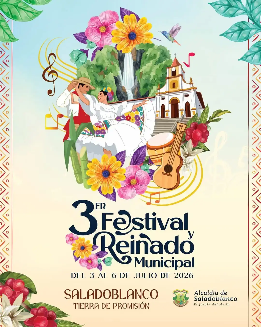 Afiche oficial de San Pedro 2026 en Saladoblanco Huila, Colombia